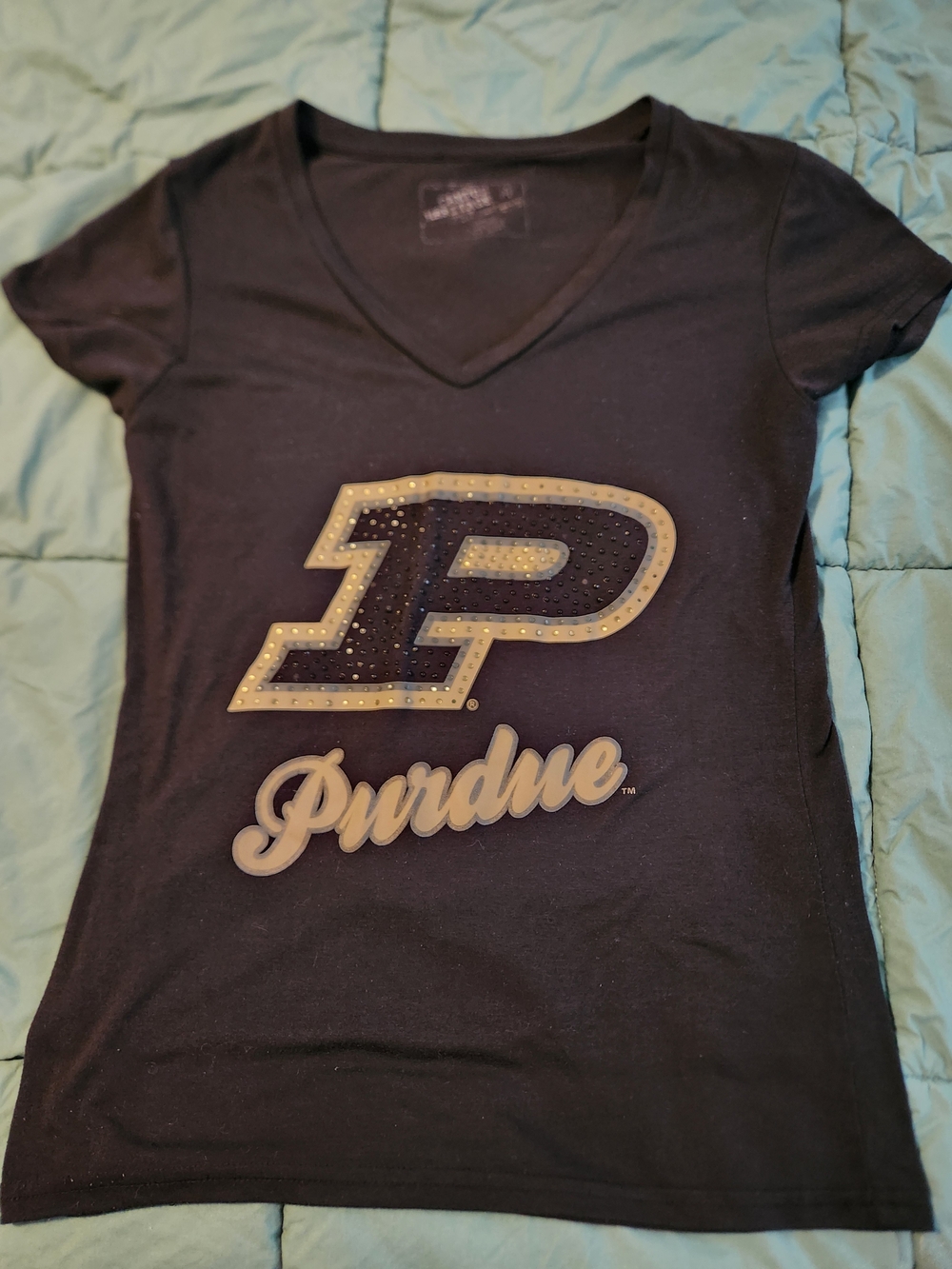 Campus Heritage Black V-Neck Purdue Logo Tee